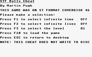 Game Cheats atari screenshot