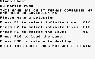 Game Cheats atari screenshot