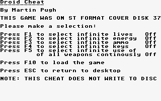 Game Cheats atari screenshot