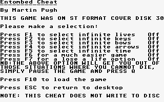 Game Cheats atari screenshot