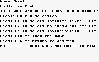 Game Cheats atari screenshot