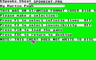 Game Cheats atari screenshot