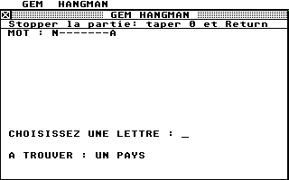 Gem Hangman atari screenshot