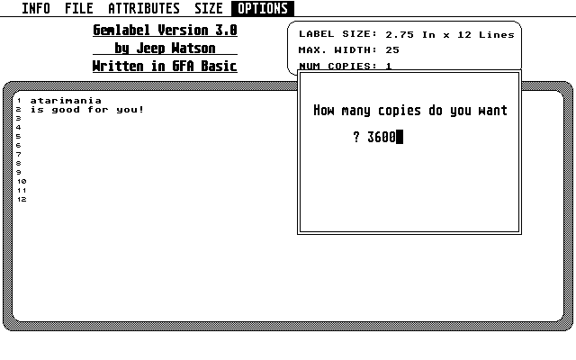 GEMLabel atari screenshot