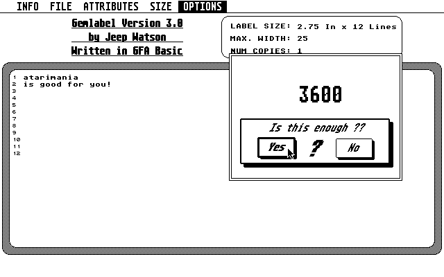 GEMLabel atari screenshot