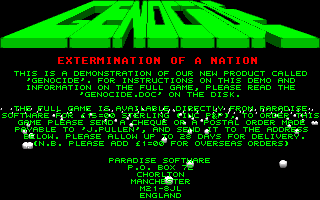 Genocide Extermination of a Nation atari screenshot