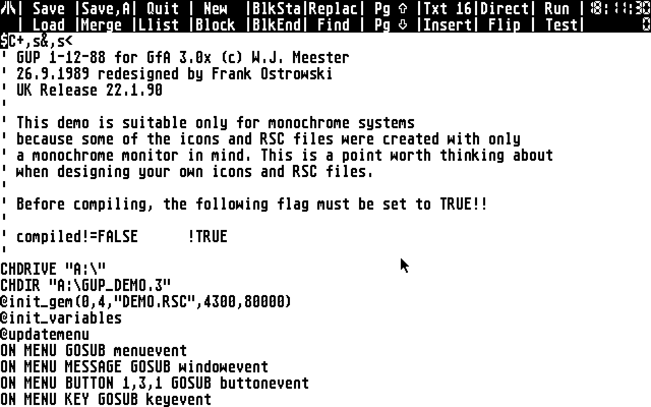 GFA-GUP - GEM Utility Package atari screenshot