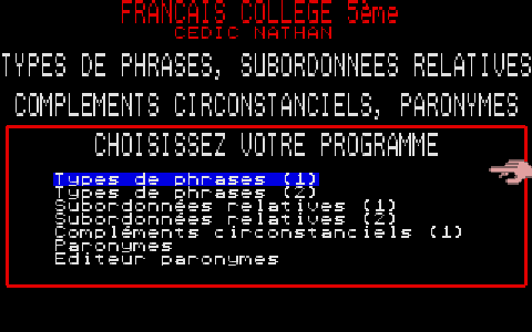 Grammaire Langue Française 5e atari screenshot