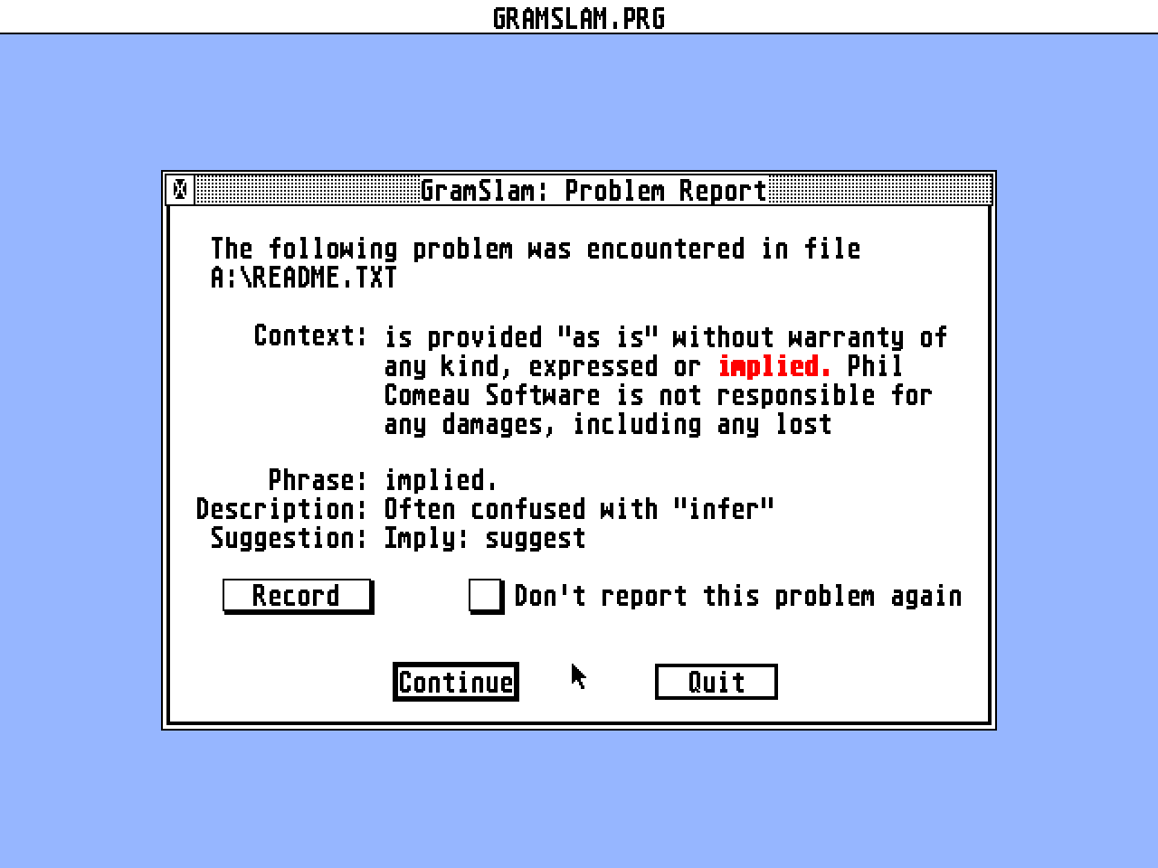 GramSlam Grammar and Style Checker atari screenshot