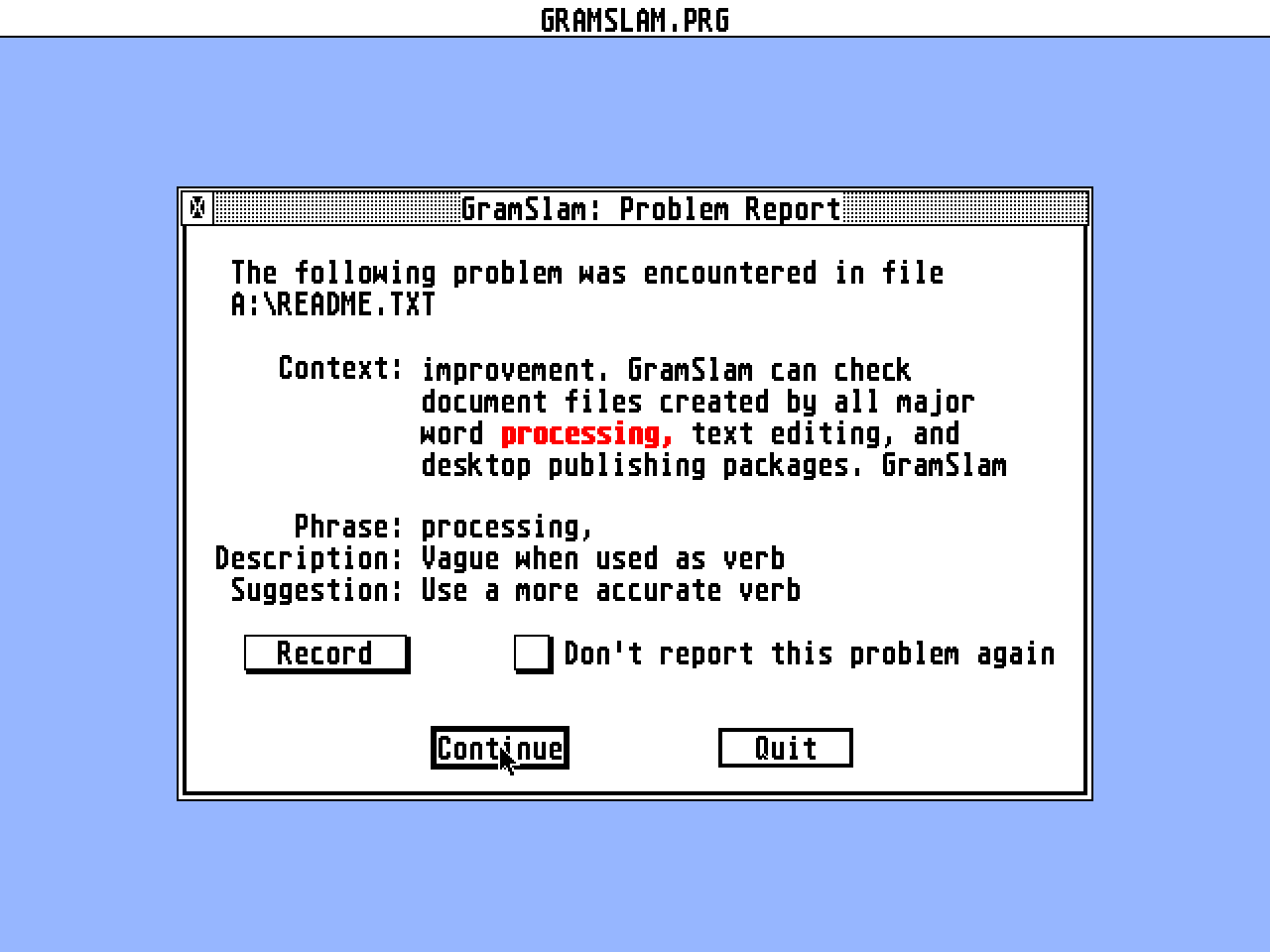 GramSlam Grammar and Style Checker atari screenshot