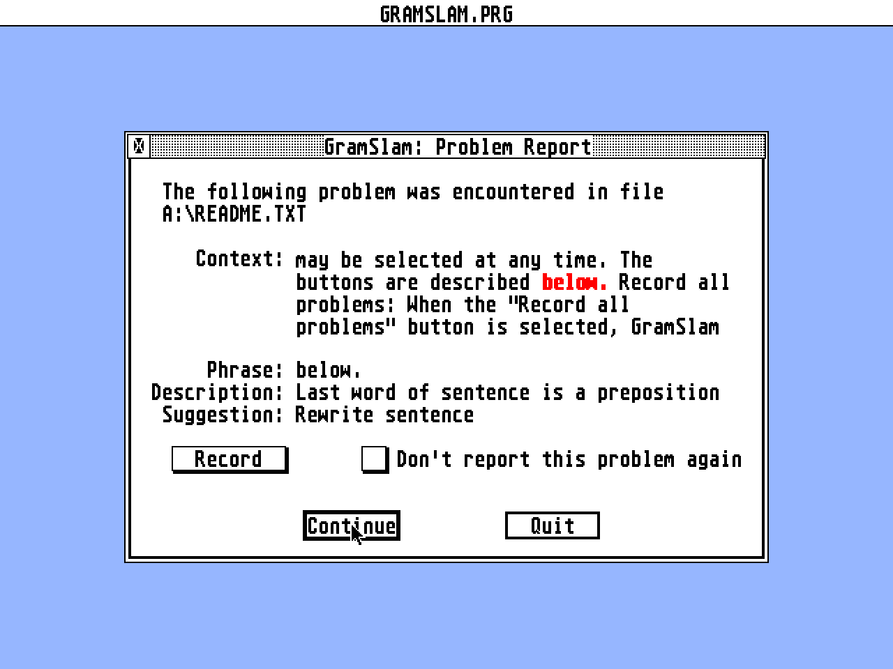 GramSlam Grammar and Style Checker atari screenshot