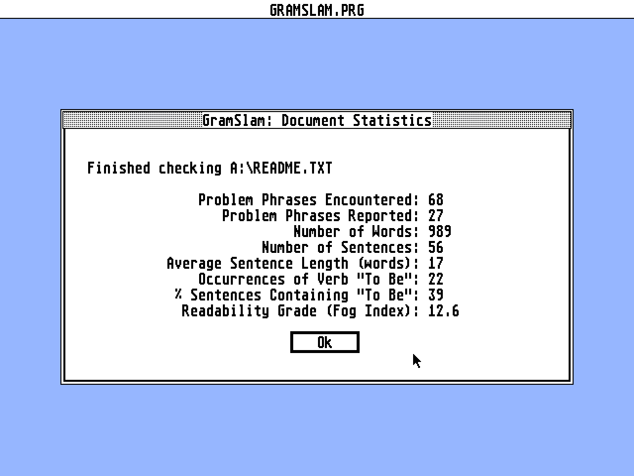 GramSlam Grammar and Style Checker atari screenshot
