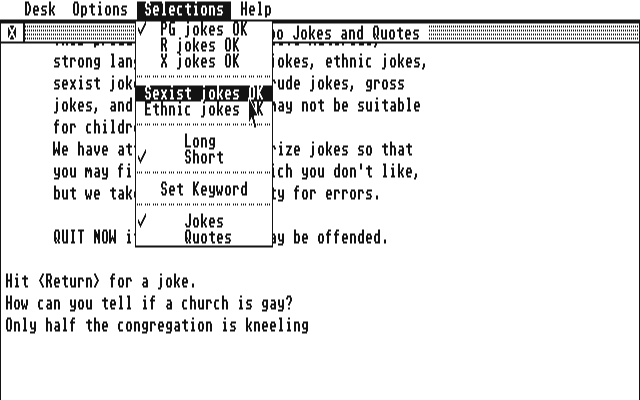 Hippo's Outrageous Jokes & Quotes atari screenshot