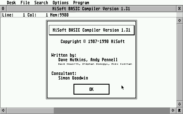 HiSoft BASIC — screenshot 1