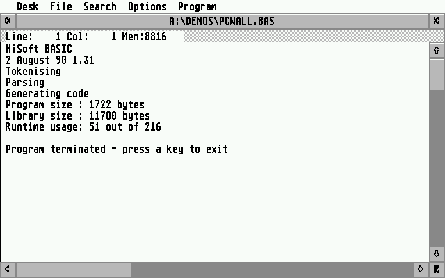 HiSoft BASIC atari screenshot