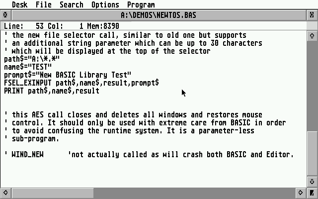HiSoft BASIC atari screenshot