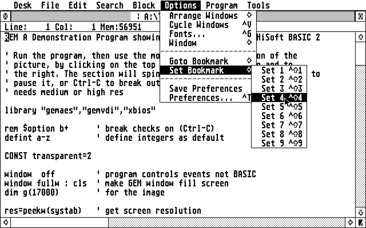 HiSoft BASIC atari screenshot