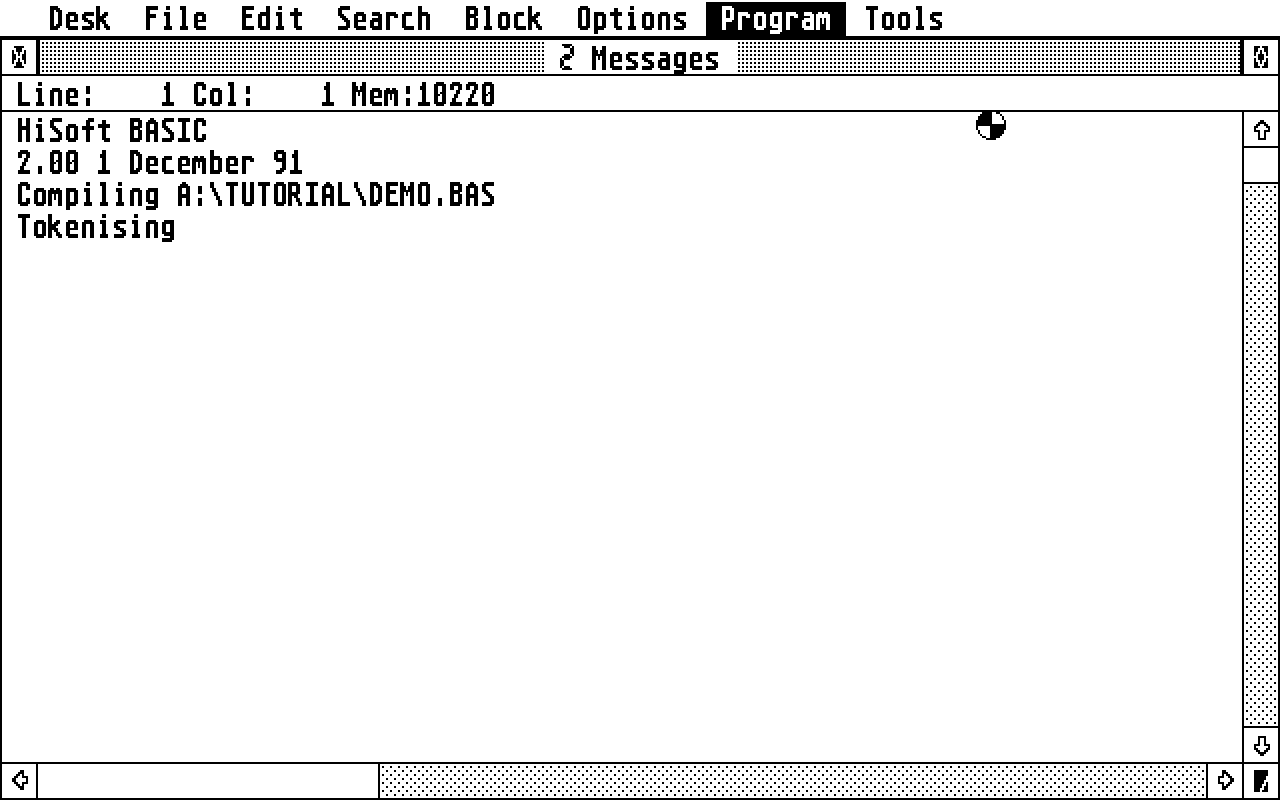 HiSoft BASIC atari screenshot