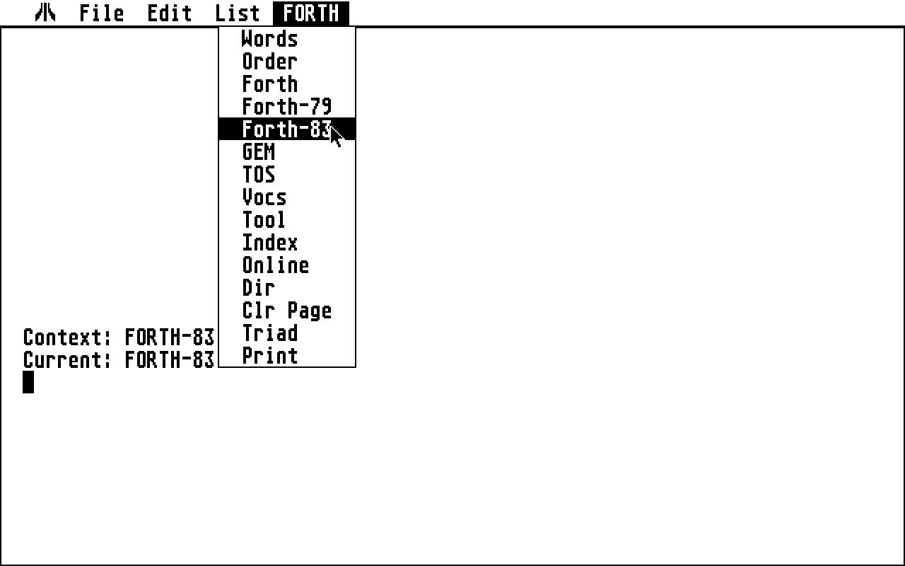 HiSoft Forth atari screenshot