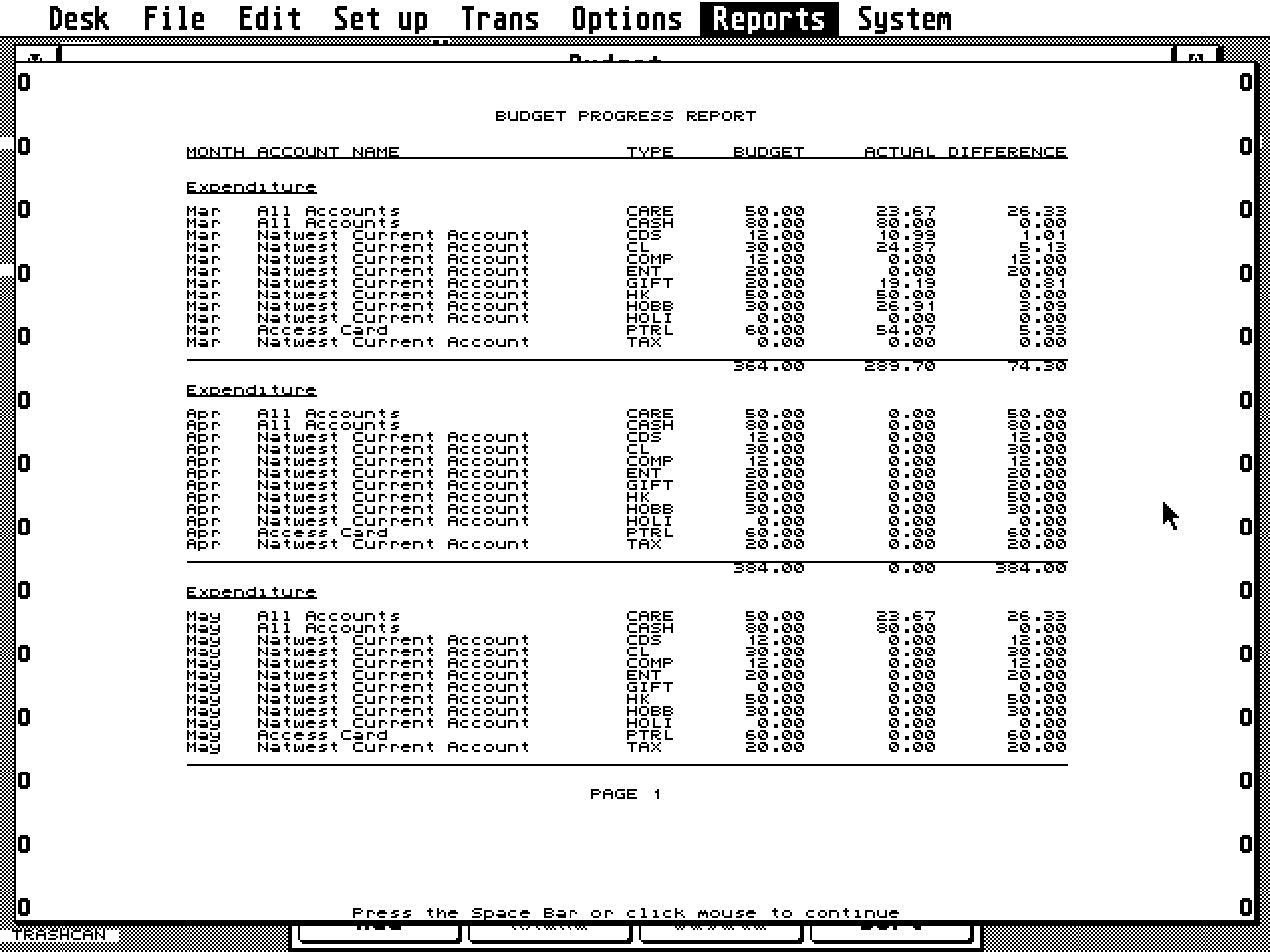 Home Accounts 2 atari screenshot