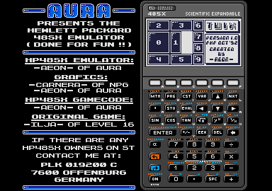 HP48SX Emulator atari screenshot