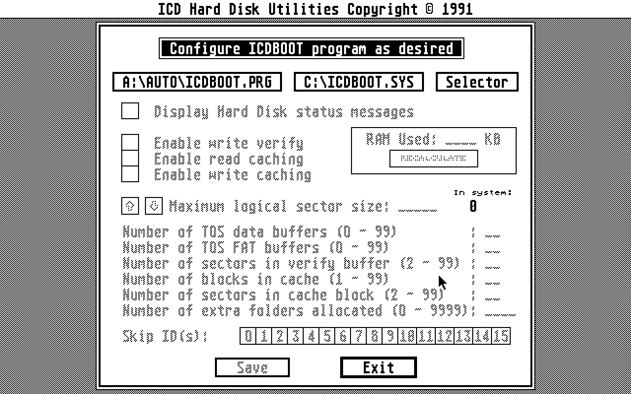 ICD Hard Disk Utilities atari screenshot
