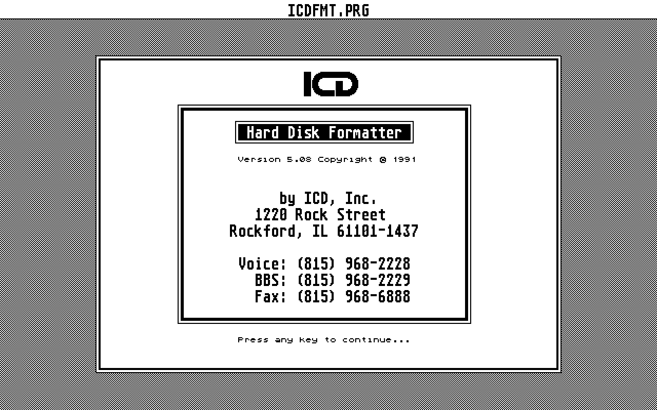 ICD Hard Disk Utilities atari screenshot