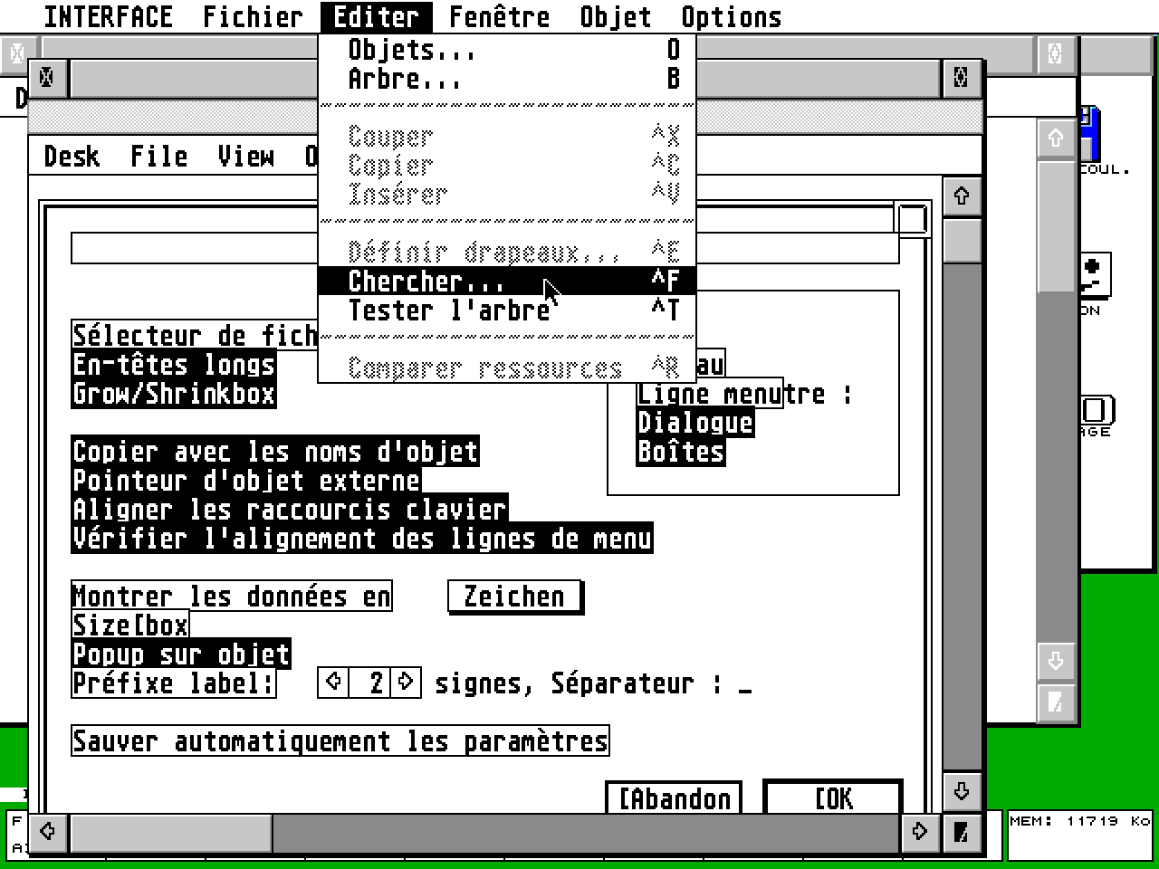 Interface atari screenshot