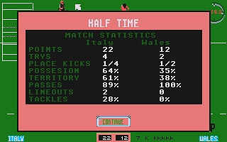 International Rugby Challenge atari screenshot
