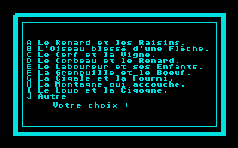 Je Reconstitue les Fables de La Fontaine atari screenshot