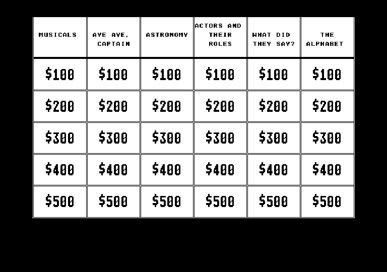 Jeopardy atari screenshot