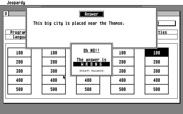 Jeopardy atari screenshot
