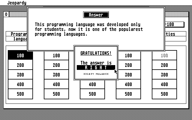 Jeopardy atari screenshot