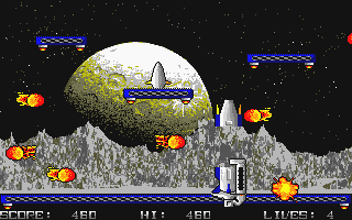 Jetpac atari screenshot