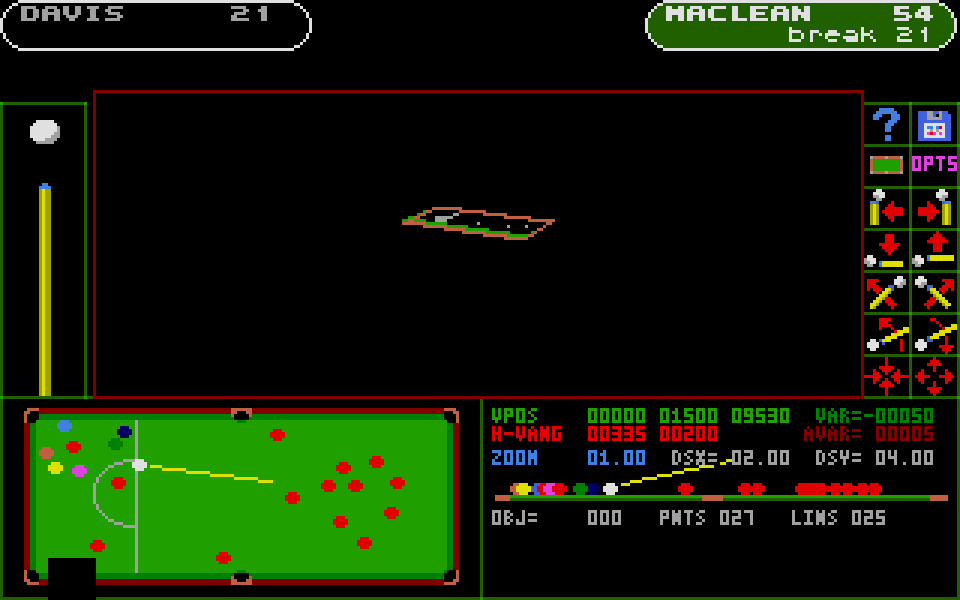 Jimmy White's Whirlwind Snooker atari screenshot