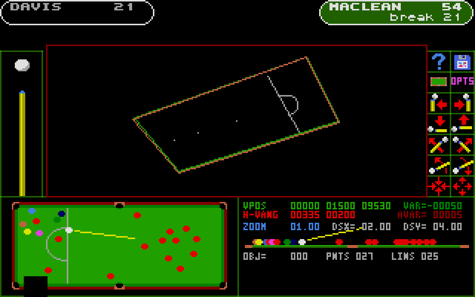 Jimmy White's Whirlwind Snooker atari screenshot