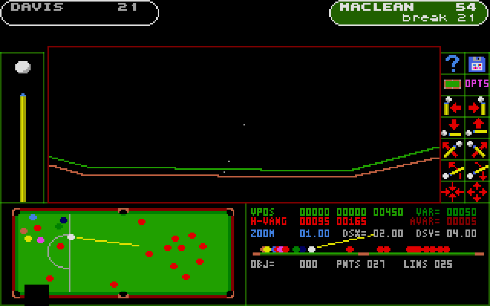 Jimmy White's Whirlwind Snooker atari screenshot