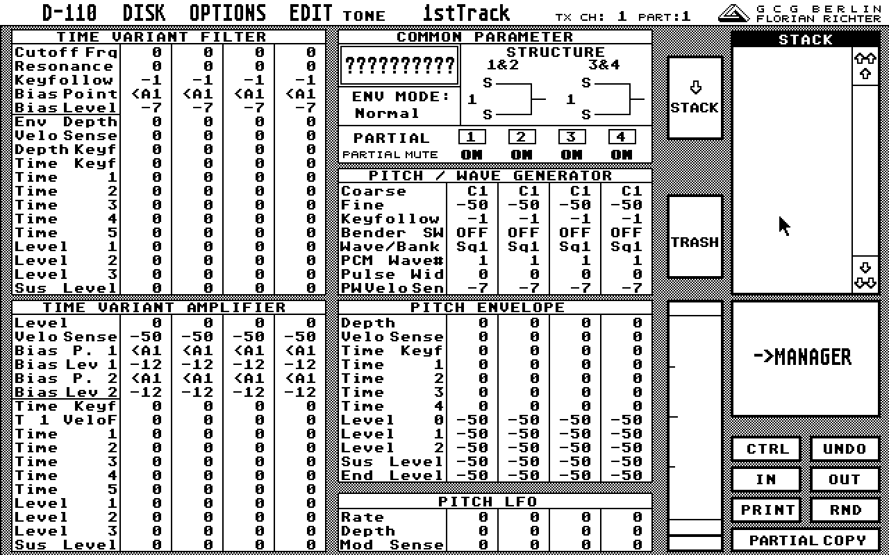 LA Synthesis Softworkstation for Roland D10 D20 D5 D110 MT32 atari screenshot
