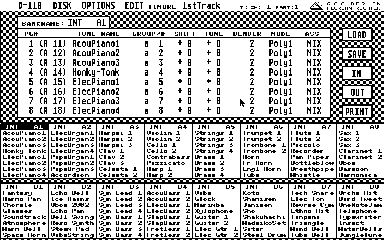 LA Synthesis Softworkstation for Roland D10 D20 D5 D110 MT32 atari screenshot