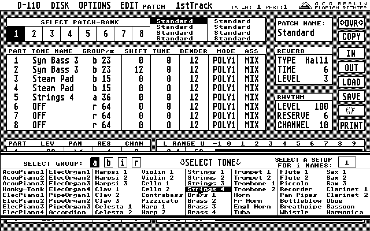 LA Synthesis Softworkstation for Roland D10 D20 D5 D110 MT32 atari screenshot