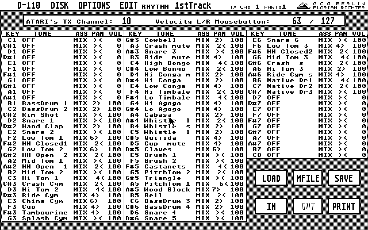 LA Synthesis Softworkstation for Roland D10 D20 D5 D110 MT32 atari screenshot