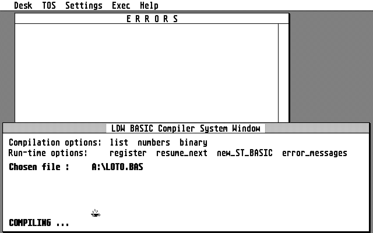 LDW BASIC Compiler atari screenshot