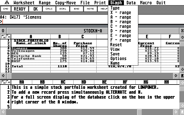 LDW Power Spreadsheet atari screenshot