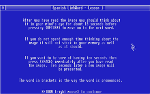 Linkword Spanish atari screenshot