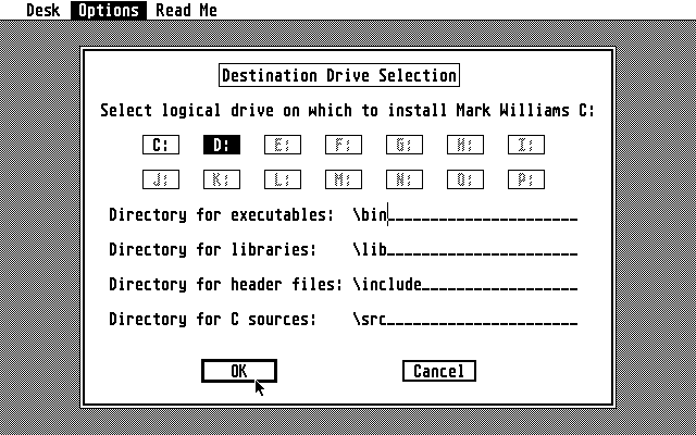 Mark Williams C atari screenshot