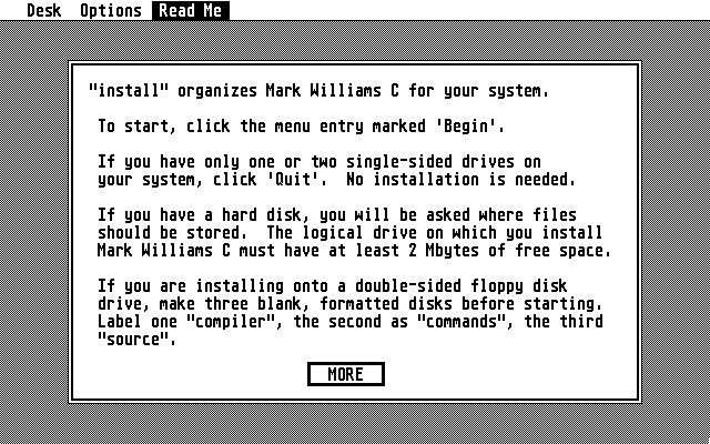 Mark Williams C atari screenshot