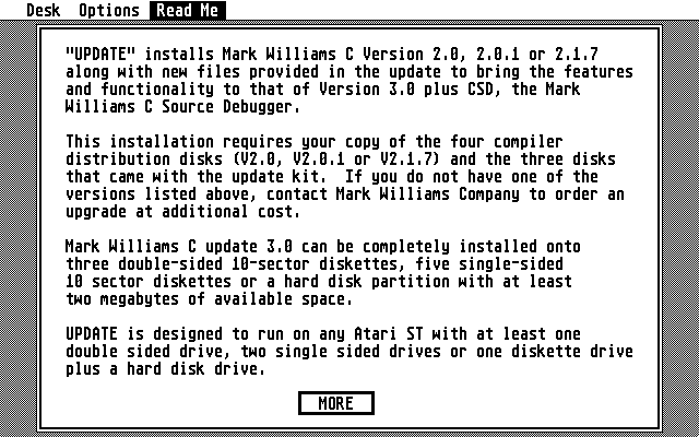 Mark Williams C atari screenshot