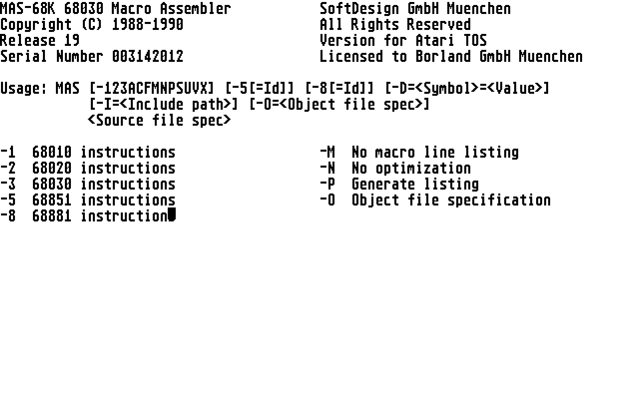 MAS-68K 68030 Macro Assembler — screenshot 1