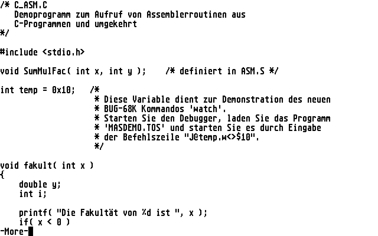 MAS-68K 68030 Macro Assembler atari screenshot