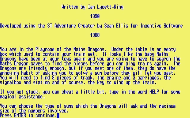 Maths Dragons atari screenshot